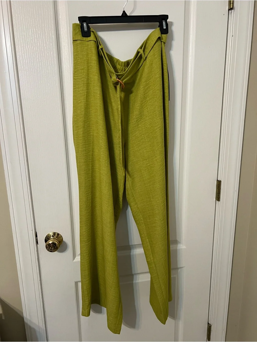 Wide-Leg Drawstring Pants in Lime Green - Picture 1 of 5